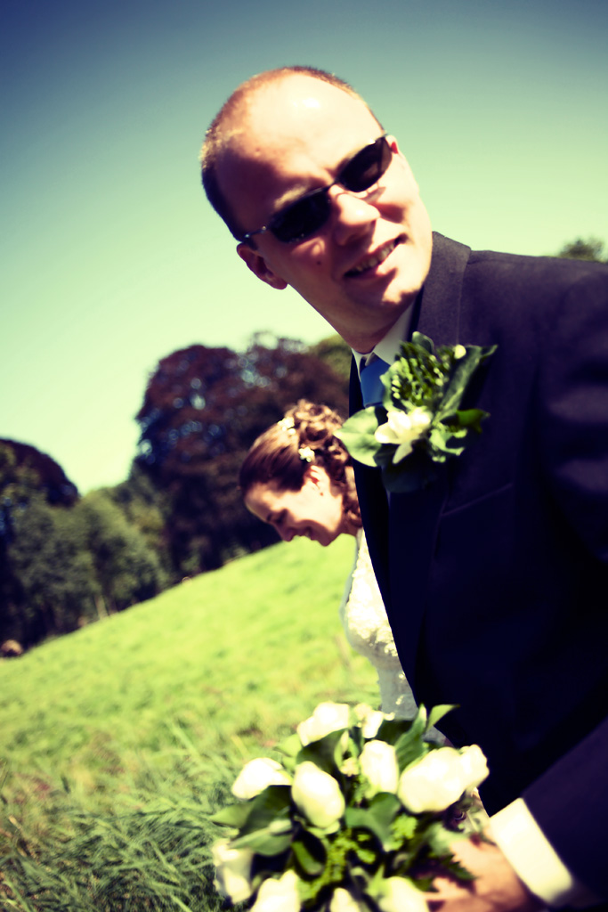 Bride and groom - cross processed