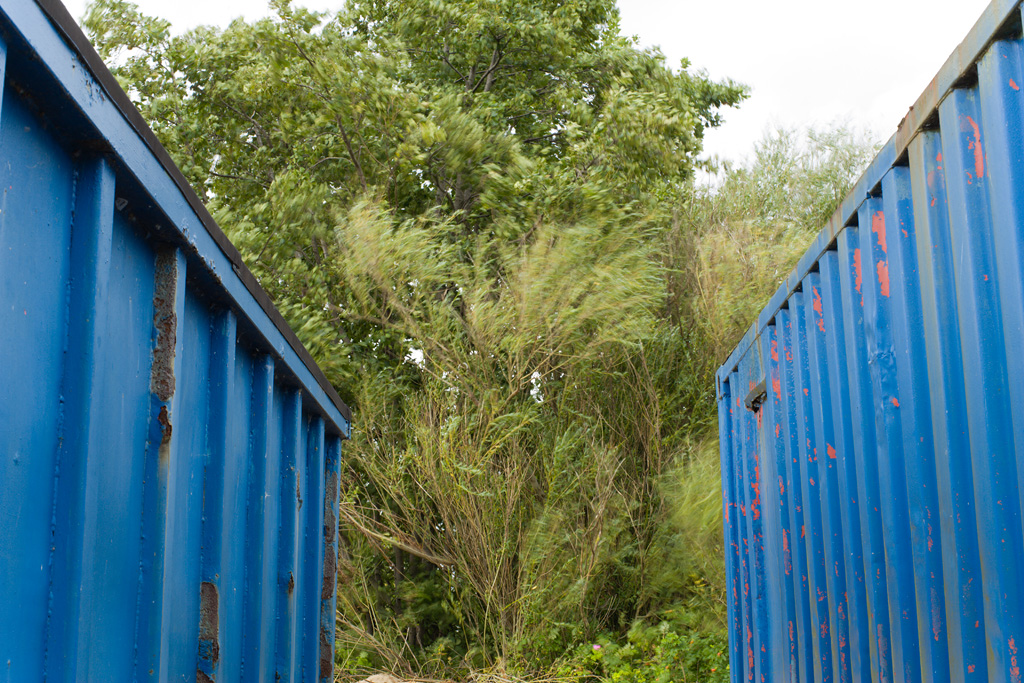 Blue containers