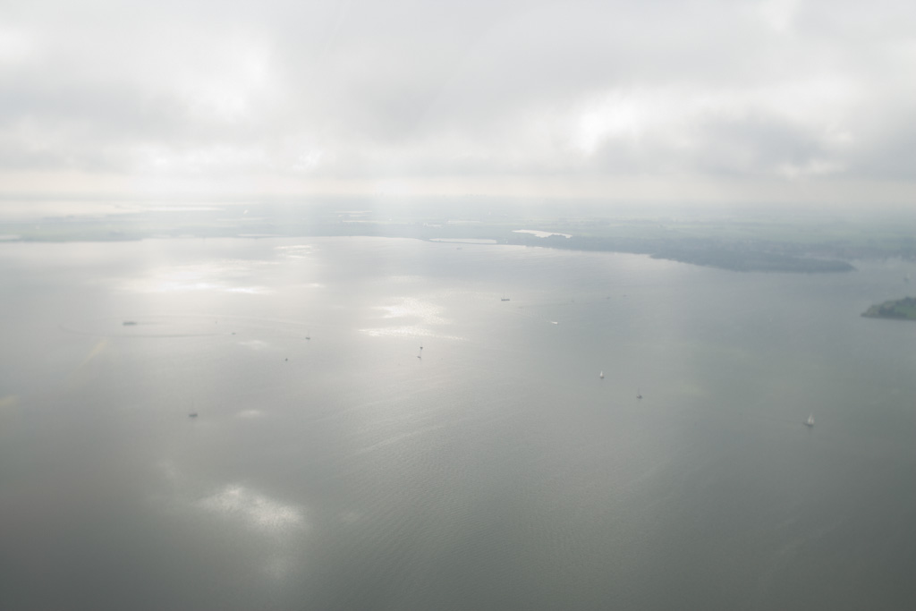 Water and sunlight seen from Cessna