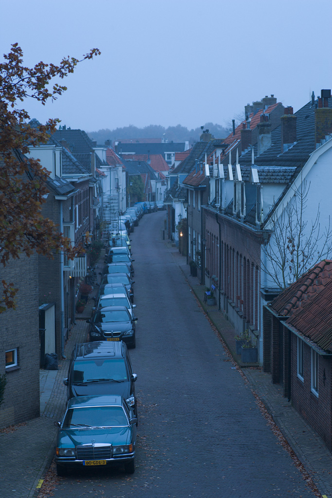 Street in Naarden Vesting at dusk